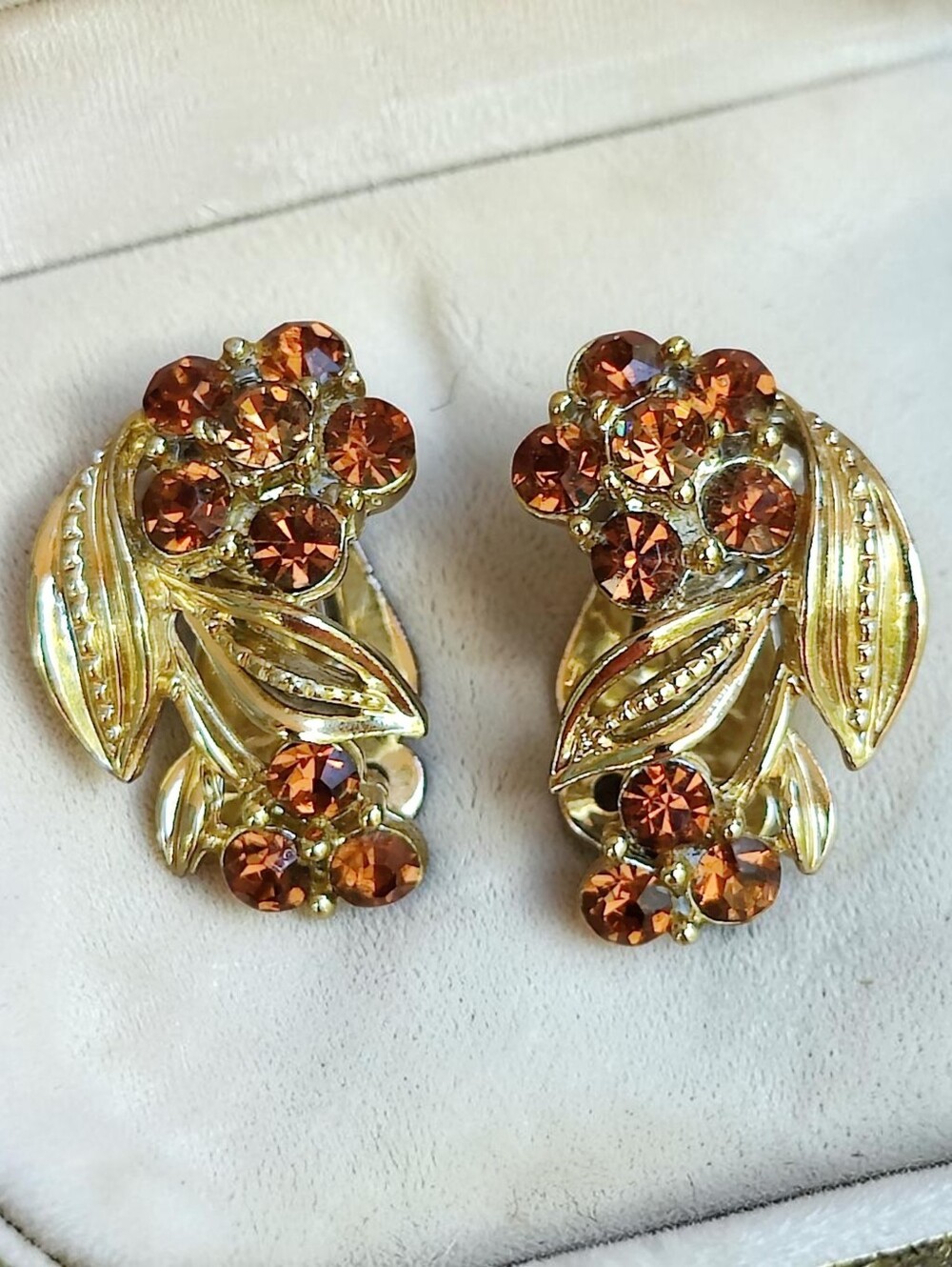 Flawless Vintage Listener Amber Crystal Earrings